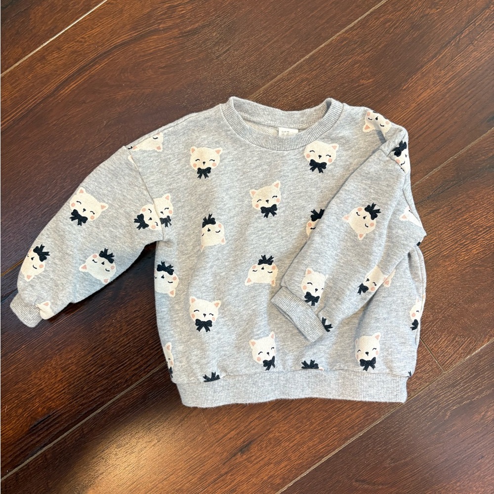 Cute Gray Bear Print Sweatshirt